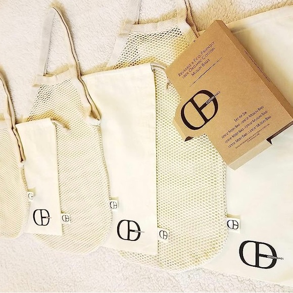 ♻️ NIP - SIX 100% COTTON MUSLIN & MESH REUSABLE BAGS ♻️ - Picture 2 of 6